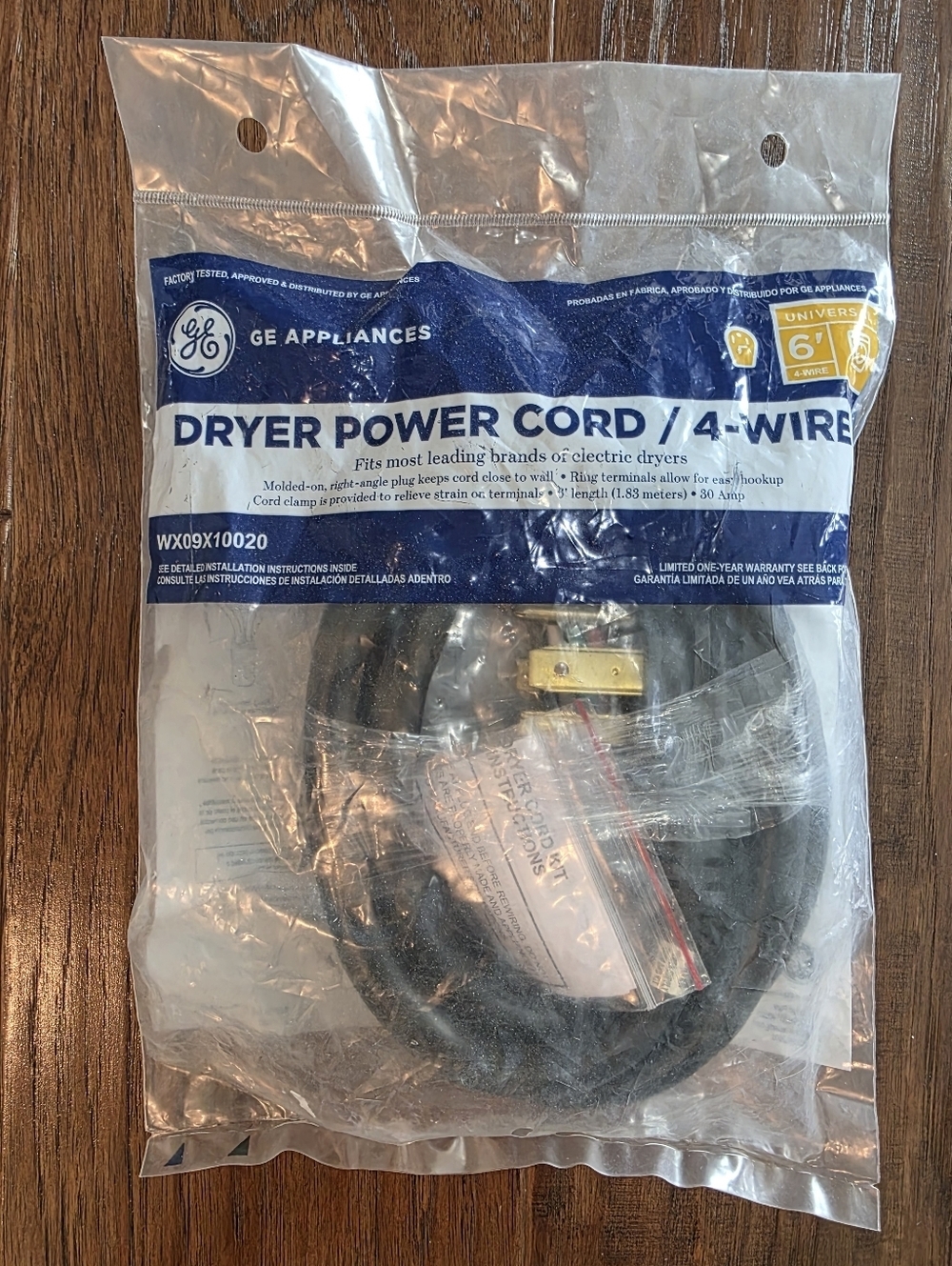 GE Appliances Universal Dryer Power Cord 4 Wire WX09X10020  30A 125/250V